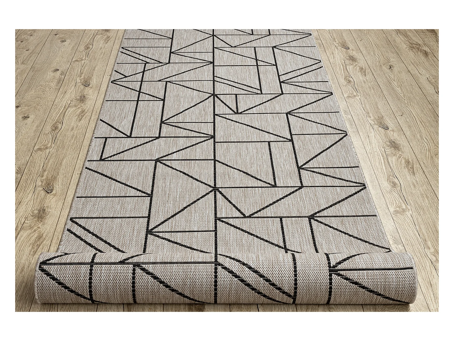 Vloerbekleding SISAL FLOORLUX patroon 20605 Driehoek, GEOMETRISCH zilv 70x160 cm