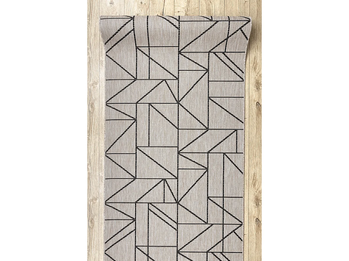 PASSATOIA SIZAL FLOORLUX disegno 20605 TRIANGOLI, GEOMETRICO argento / 120x660 cm