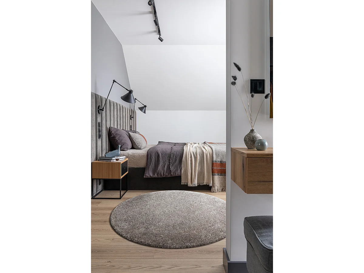 Tapijt BUENOS cirkel 6646 shaggy effen, enkele kleur grijs cercle 120 cm