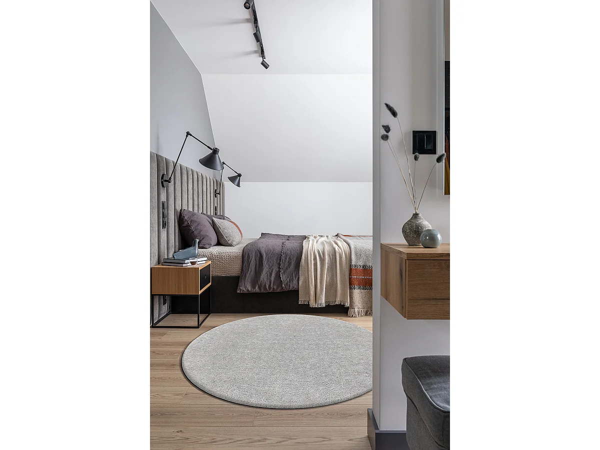 Teppich BUENOS Kreis 7005 shaggy schlicht, einfarbig silber cercle 120 cm