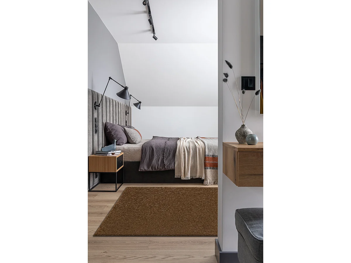 Teppich BUENOS 6650 shaggy schlicht, einfarbig dunkelbeige 120x170 cm