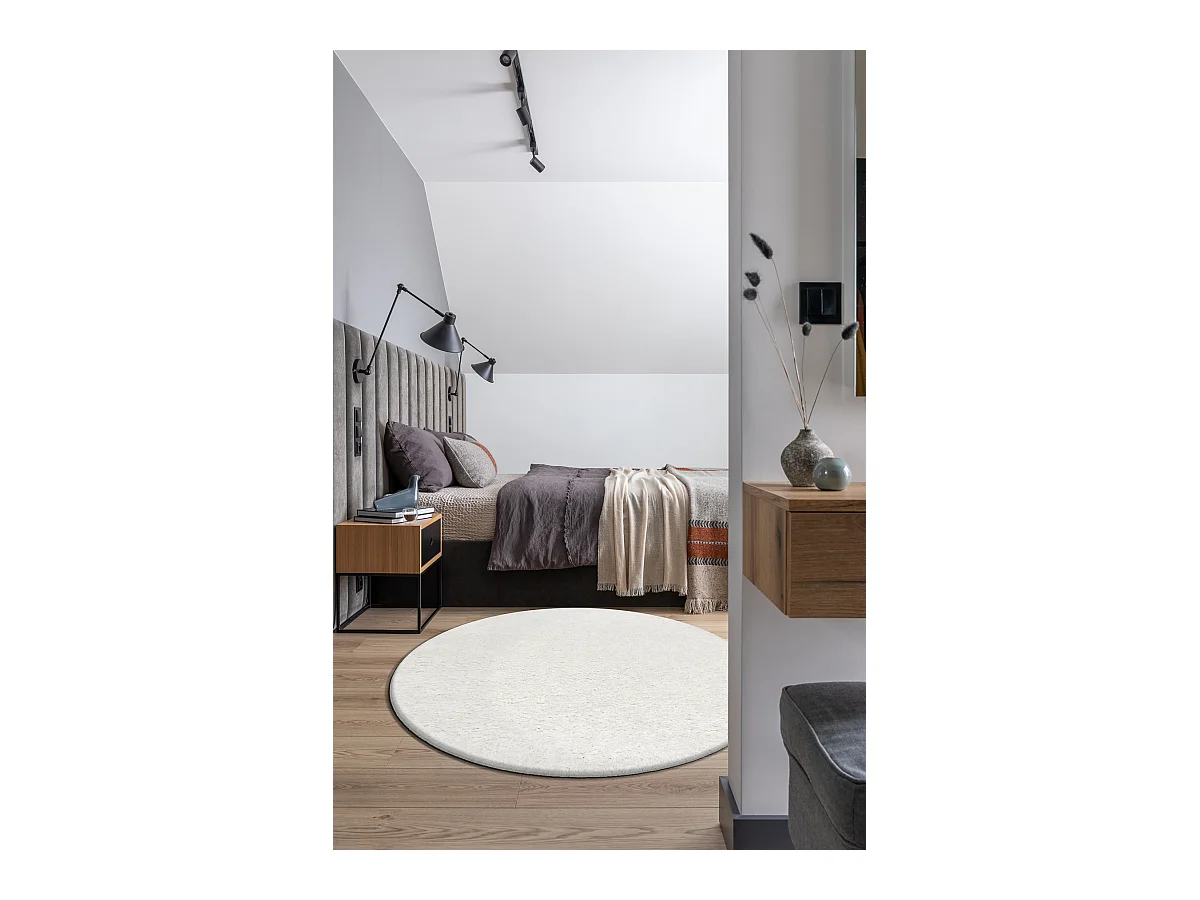 Tapis BUENOS cercle 7001 shaggy uni, couleur unique blanc cercle 80 cm