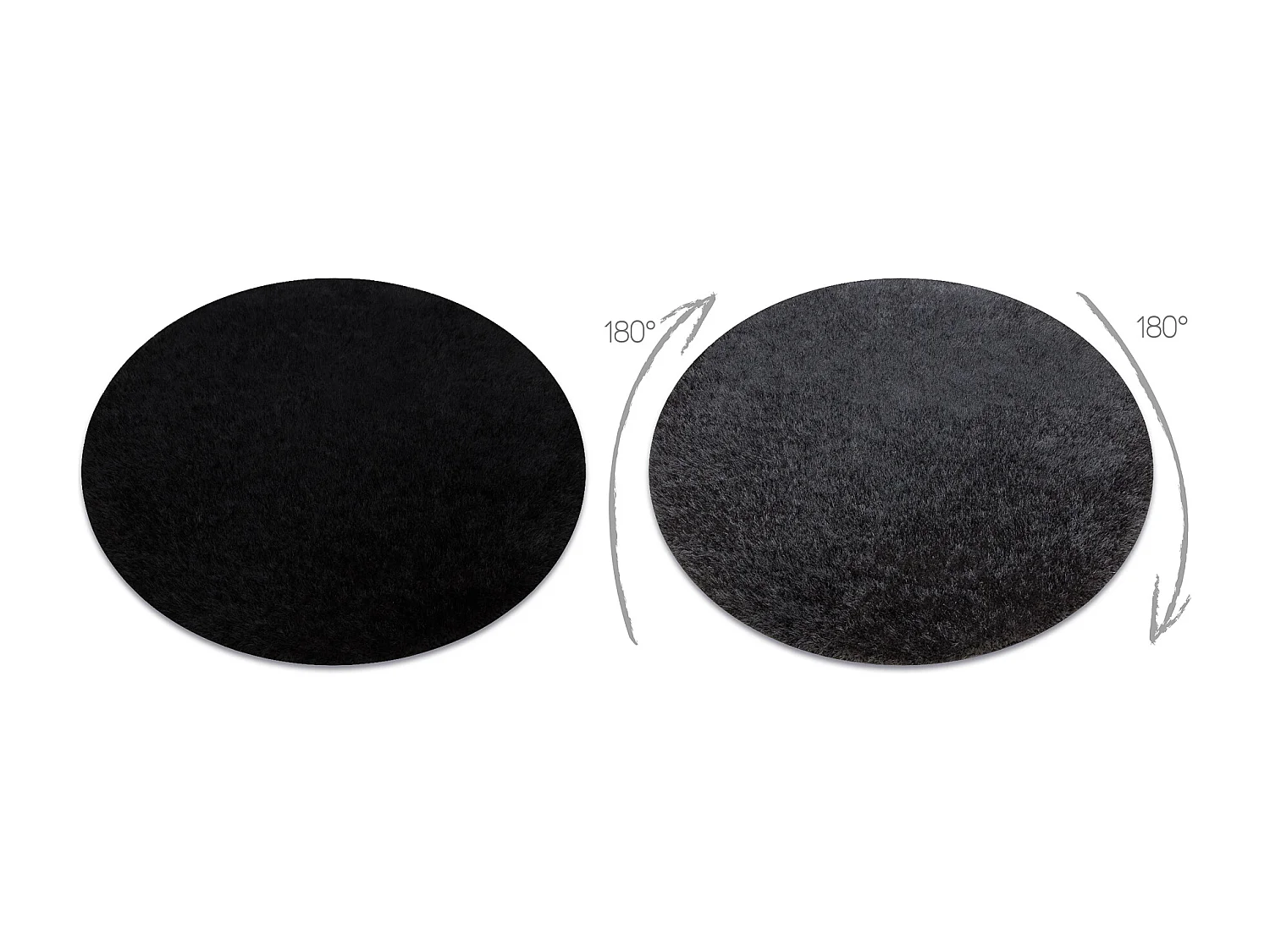 Tapis BUENOS cercle 6649 shaggy uni, couleur unique noir cercle 150 cm