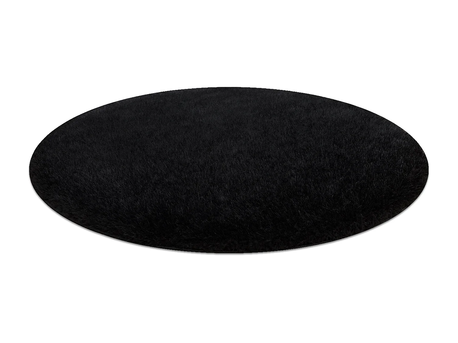 Tapis BUENOS cercle 6649 shaggy uni, couleur unique noir cercle 150 cm