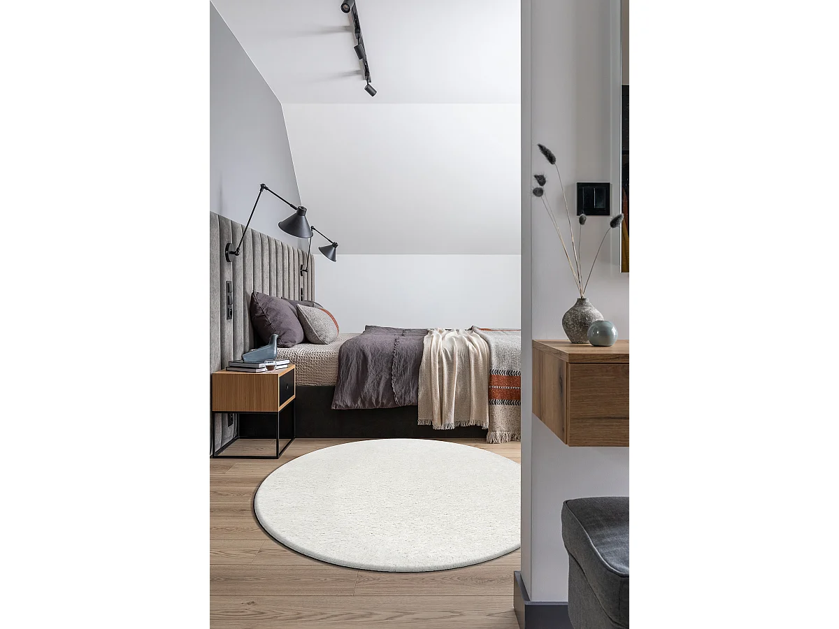 Tapis BUENOS cercle 7001 shaggy uni, couleur unique blanc cercle 200 cm