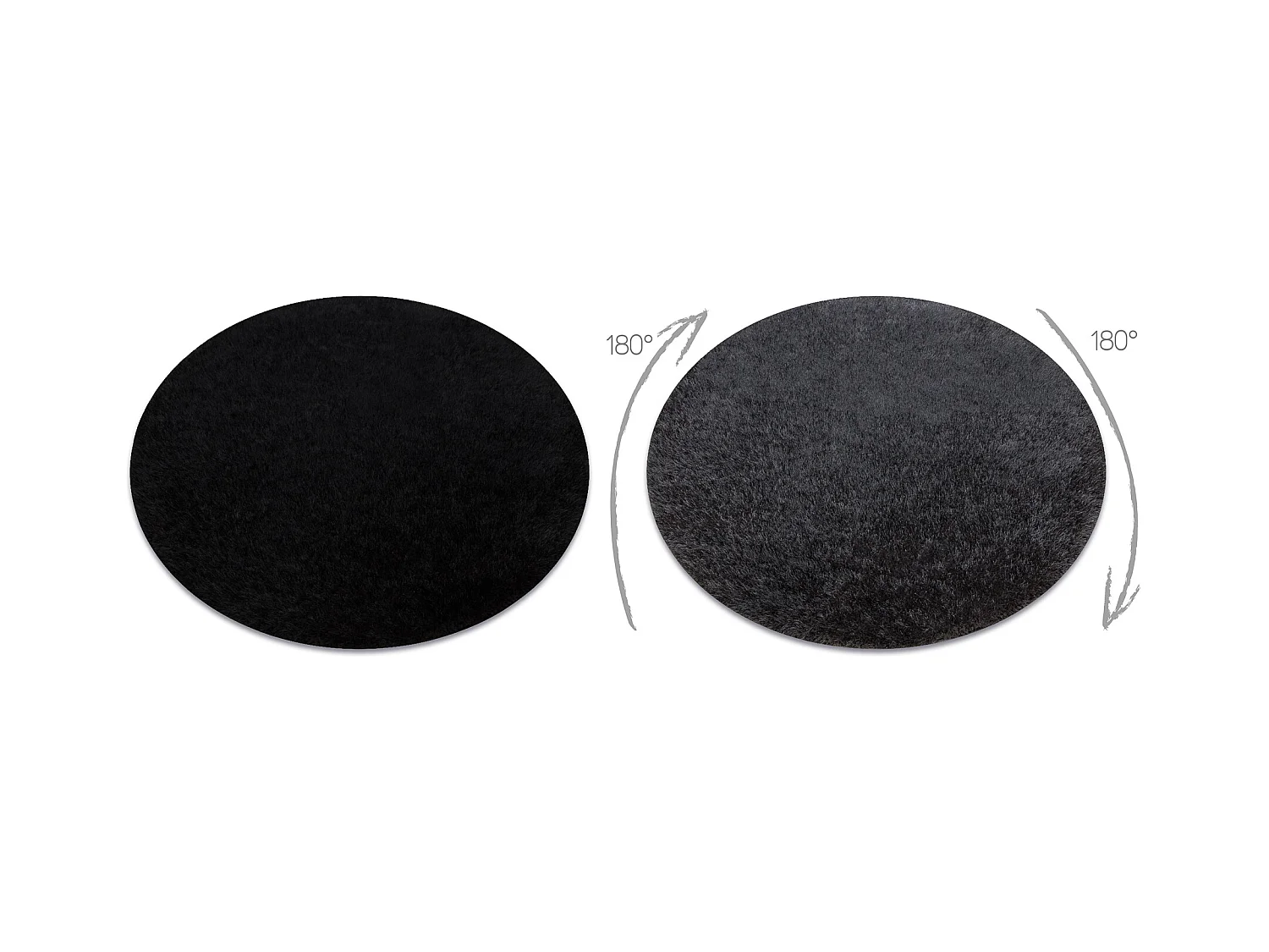Tapis BUENOS cercle 6649 shaggy uni, couleur unique noir cercle 100 cm