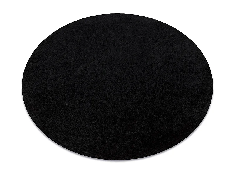 Tapis BUENOS cercle 6649 shaggy uni, couleur unique noir cercle 100 cm