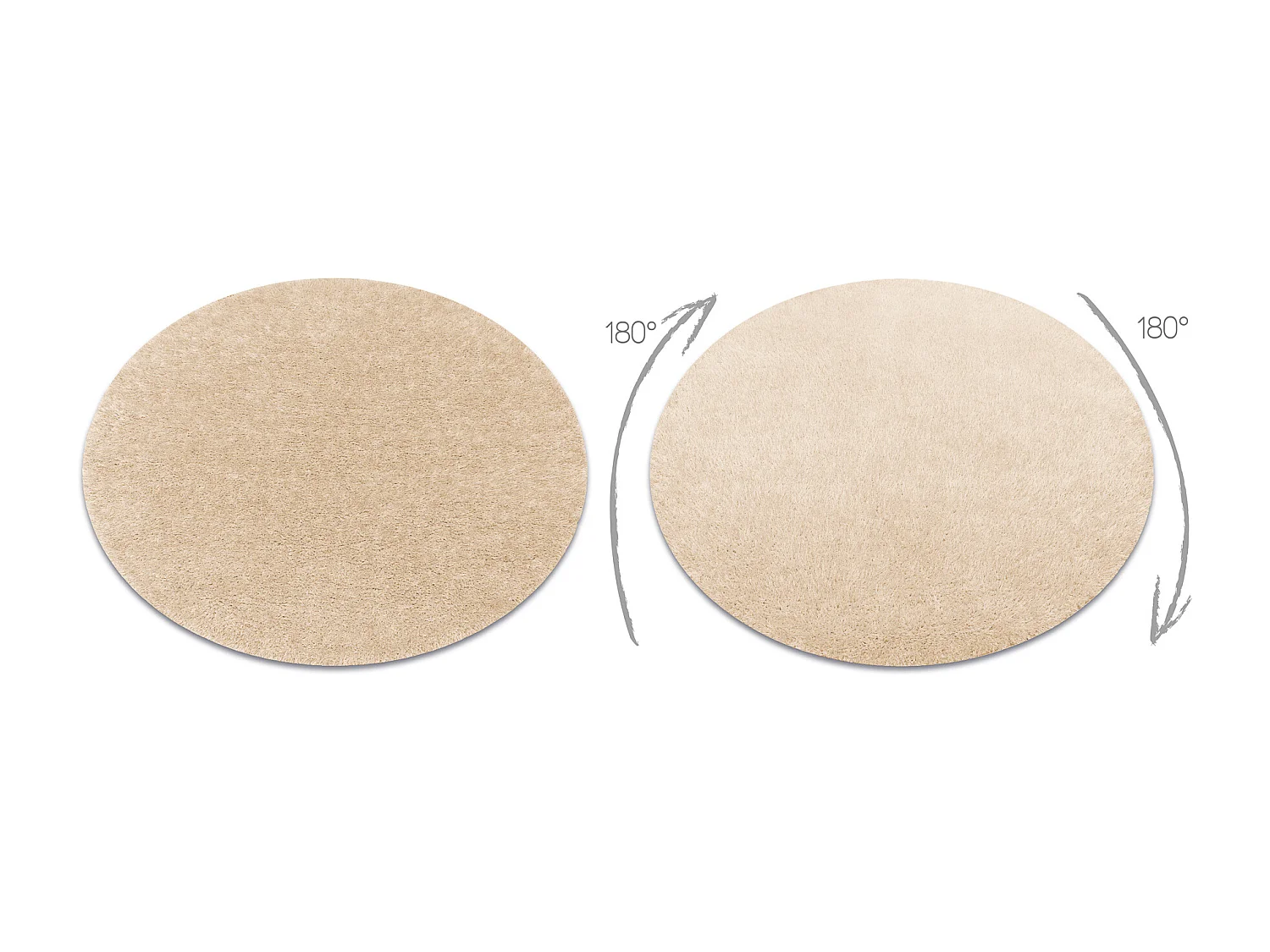 Alfombra BUENOS circulo 6652 shaggy liso, de un solo color crema cercle 80 cm