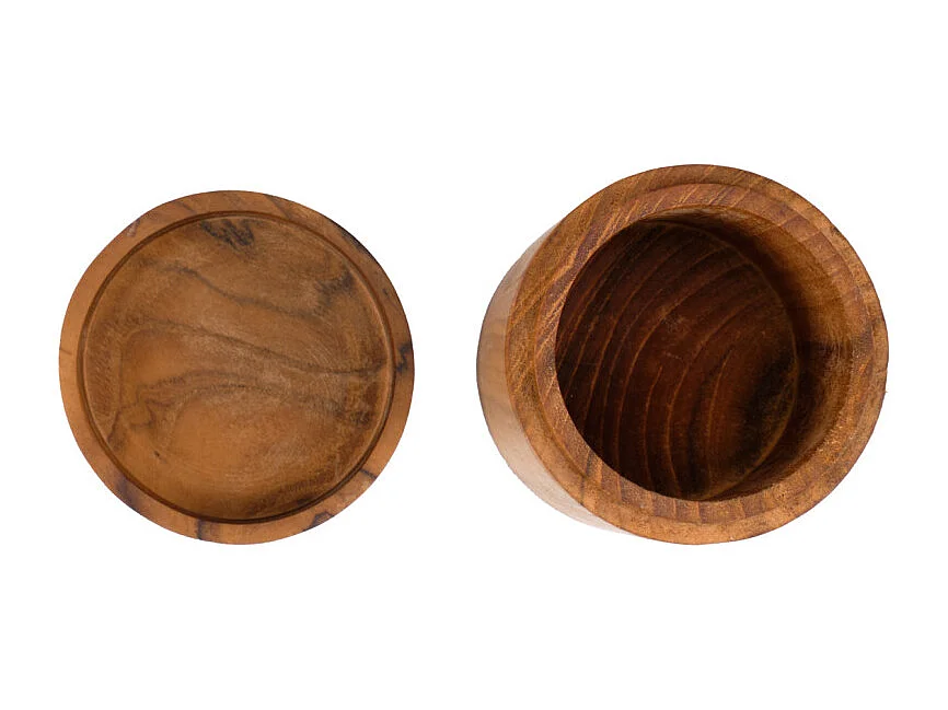 Lot de 2 boîtes rondes avec couvercle en bois de teck – DESTINY