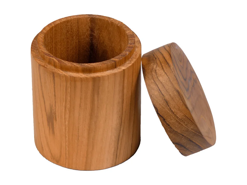 Lot de 2 boîtes rondes avec couvercle en bois de teck – DESTINY