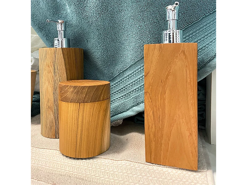 Lot de 2 boîtes rondes avec couvercle en bois de teck – DESTINY