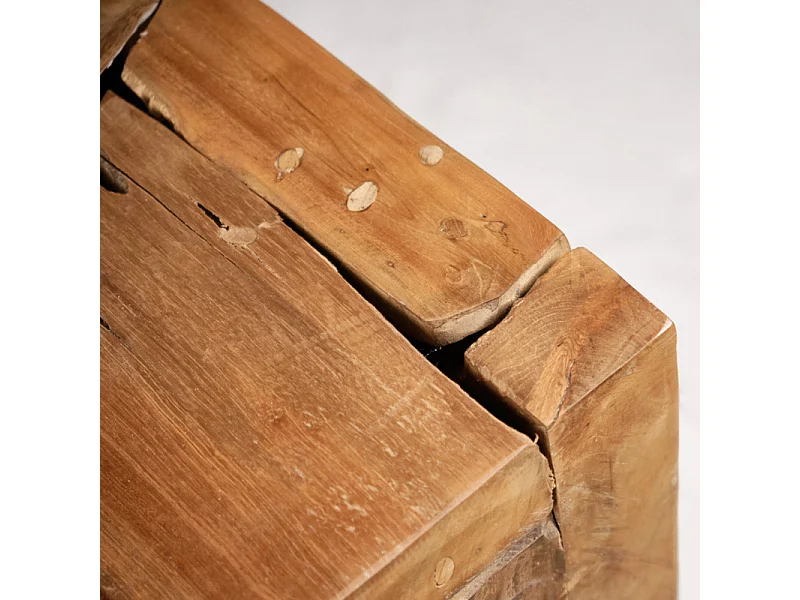 Table basse 60 x 120 cm en bois de teck et verre trempé - TEKKU 2