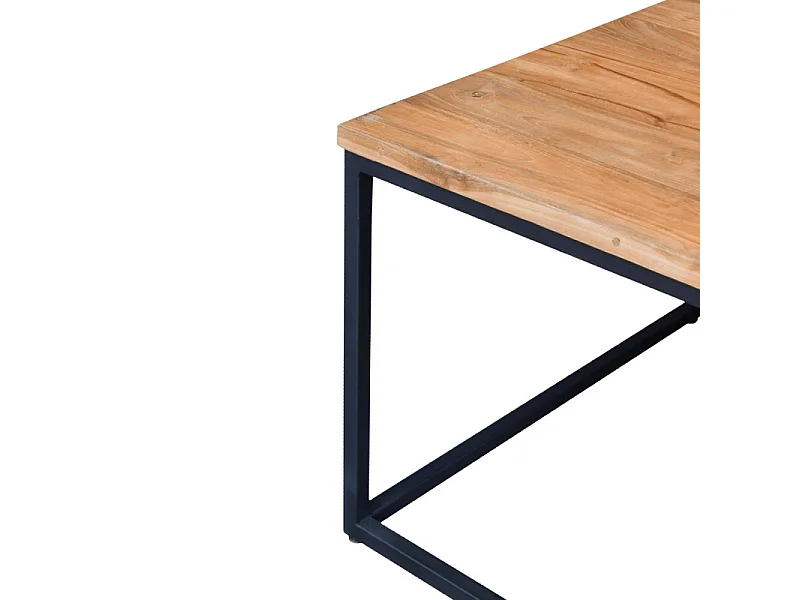 3 tables basses gigognes en bois de teck recyclé et métal - FIRENZE 01