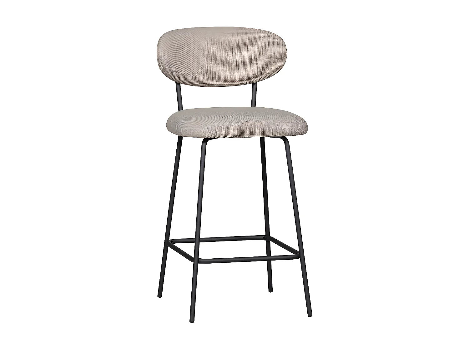 Kjeld - Lot de 2 chaises de bar en tissu et métal H66cm - Beige