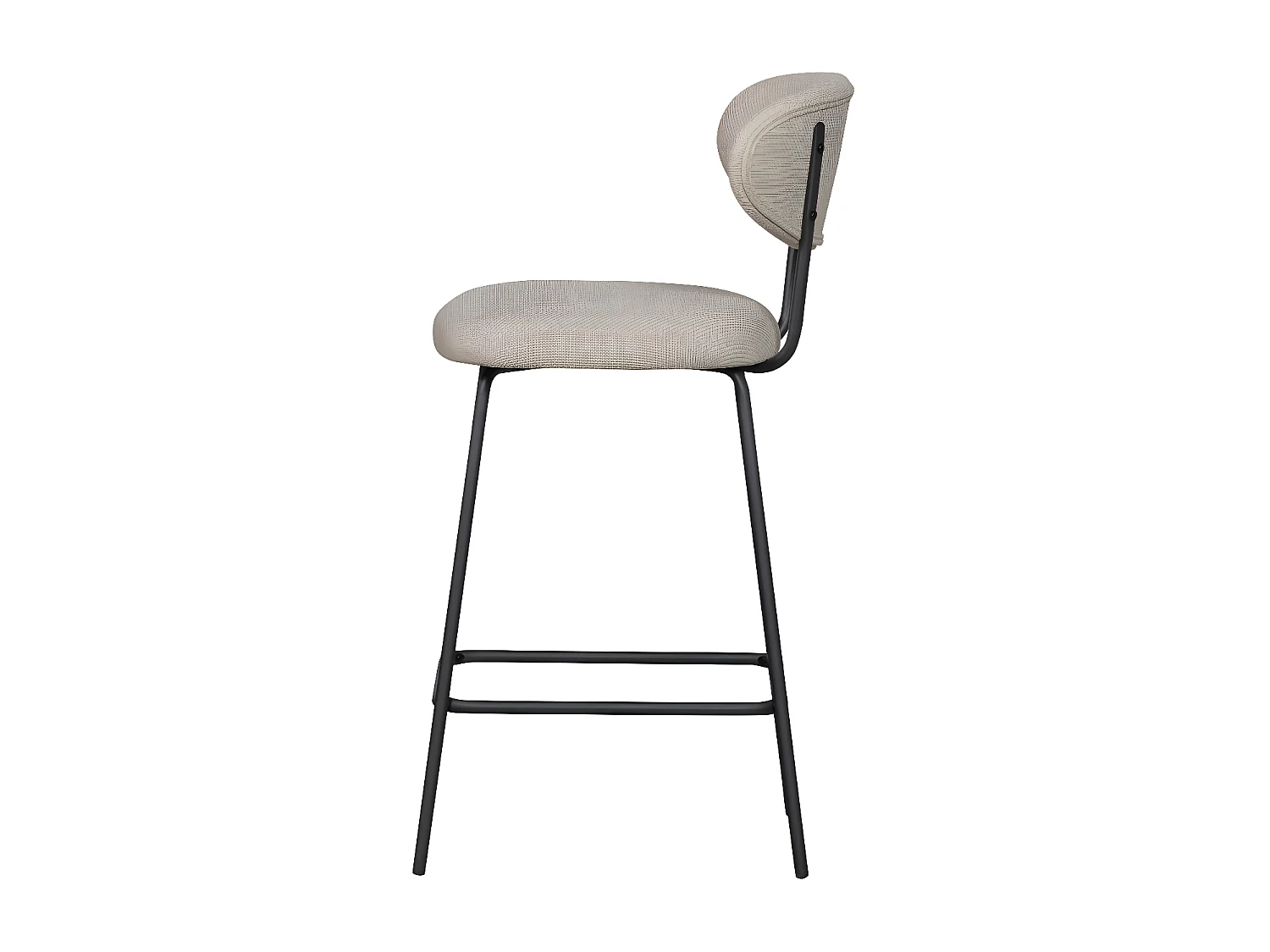 Kjeld - Lot de 2 chaises de bar en tissu et métal H66cm - Beige