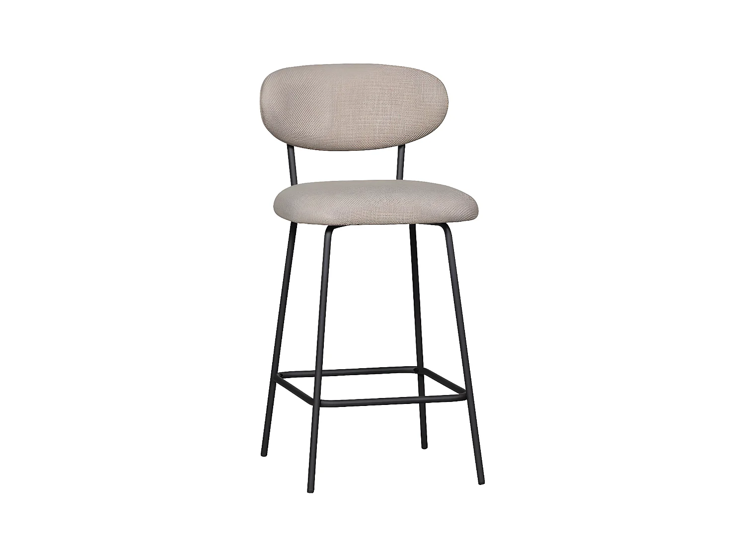 Kjeld - Lot de 2 chaises de bar en tissu et métal H66cm - Beige