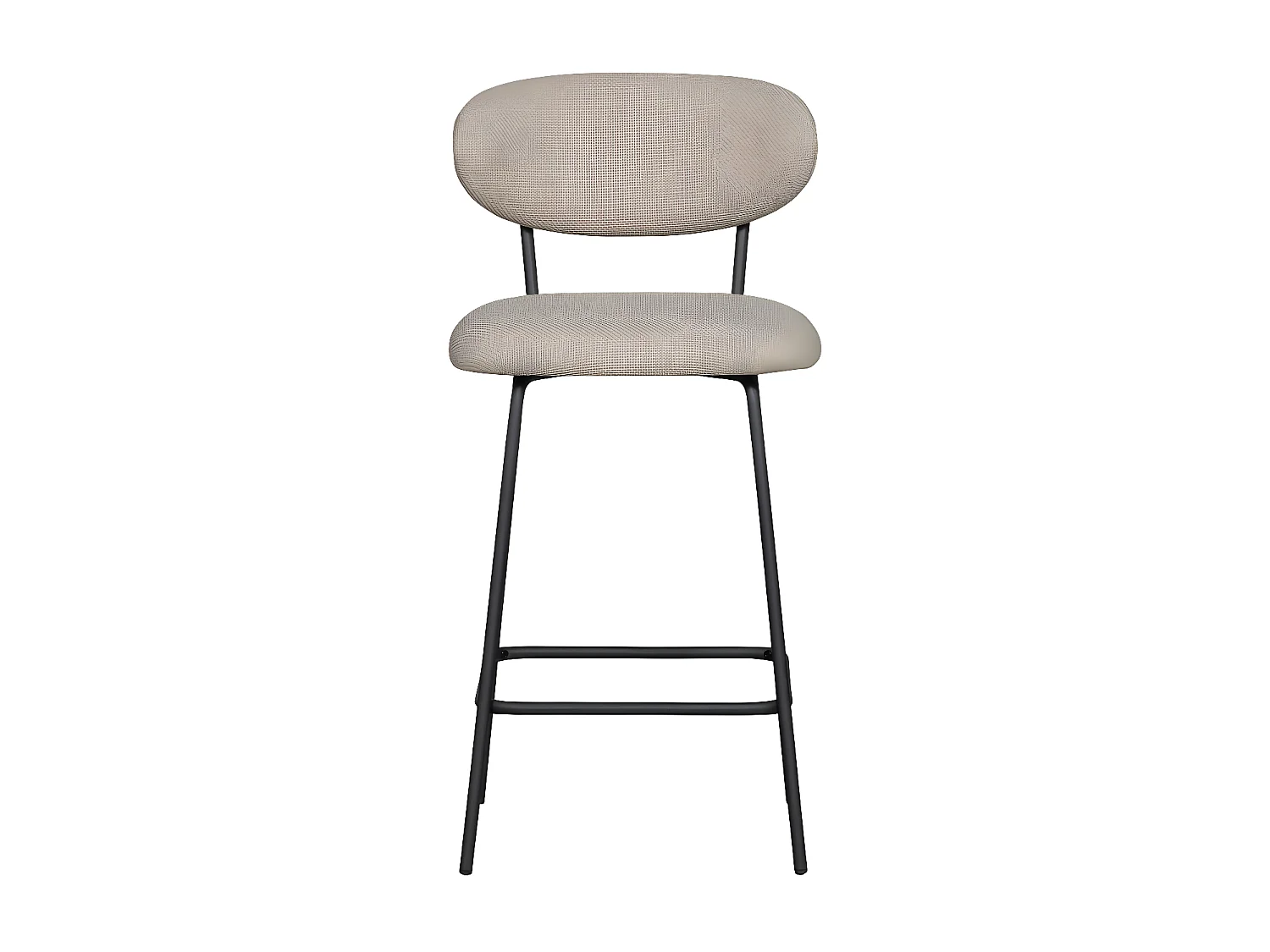 Kjeld - Lot de 2 chaises de bar en tissu et métal H66cm - Beige