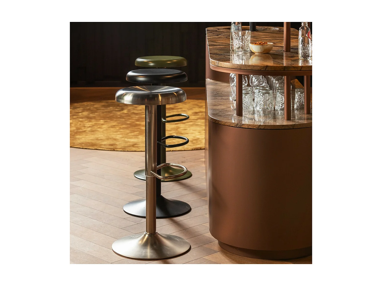 ISAAC - Tabouret de bar en métal vert réglable