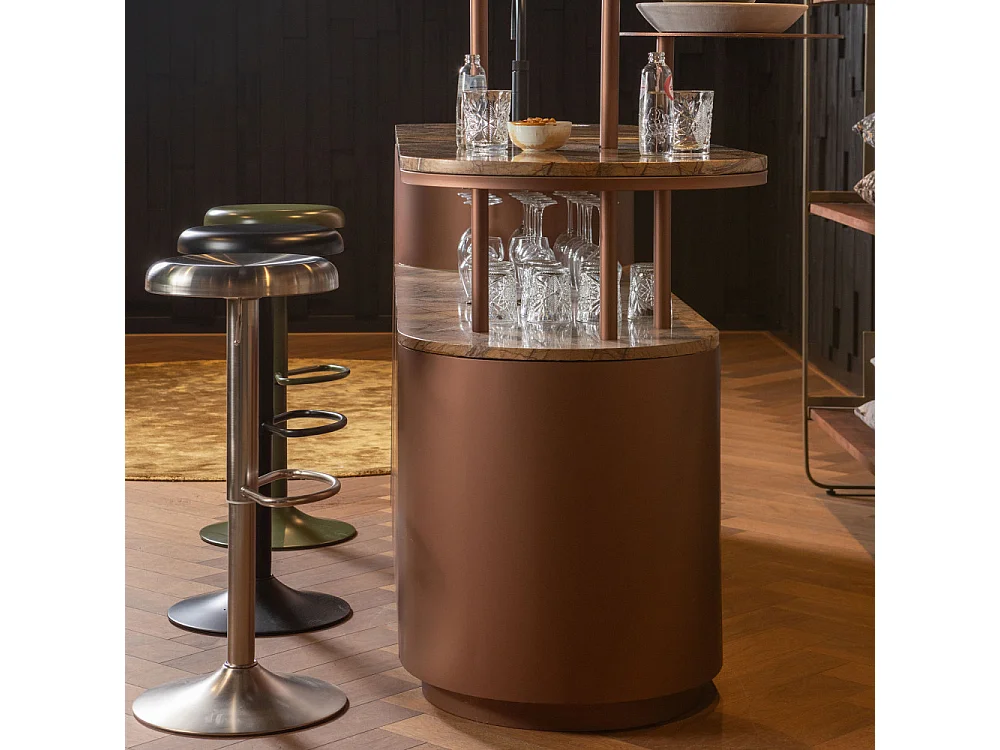 Isaac - Tabouret de bar réglable en métal H61-81cm - Vert kaki