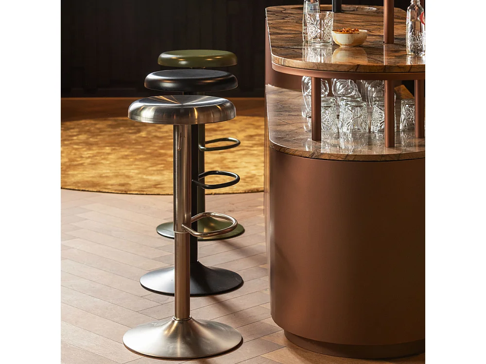 Isaac - Tabouret de bar réglable en métal H61-81cm - Vert kaki