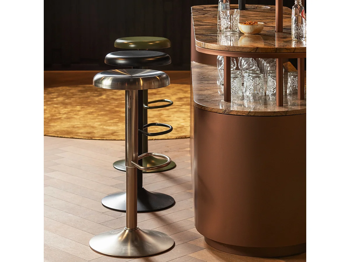 ISAAC - Tabouret de bar en métal noir réglable