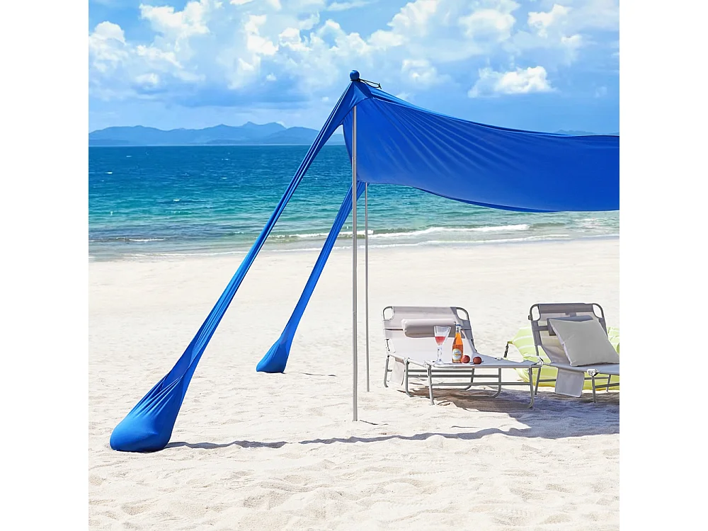 SoBuy OZT01-DB Abri de Plage Lycra Polyester UPF30, Tente de Plage Portable, Parasol de Plage, Ombre Tente, Auvent de Plage avec Sac de Transport