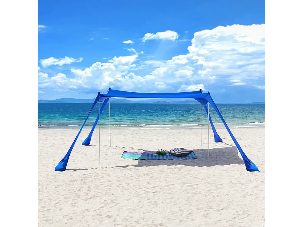 SoBuy OZT01-DB Abri de Plage Lycra Polyester UPF30, Tente de Plage Portable, Parasol de Plage, Ombre Tente, Auvent de Plage avec Sac de Transport