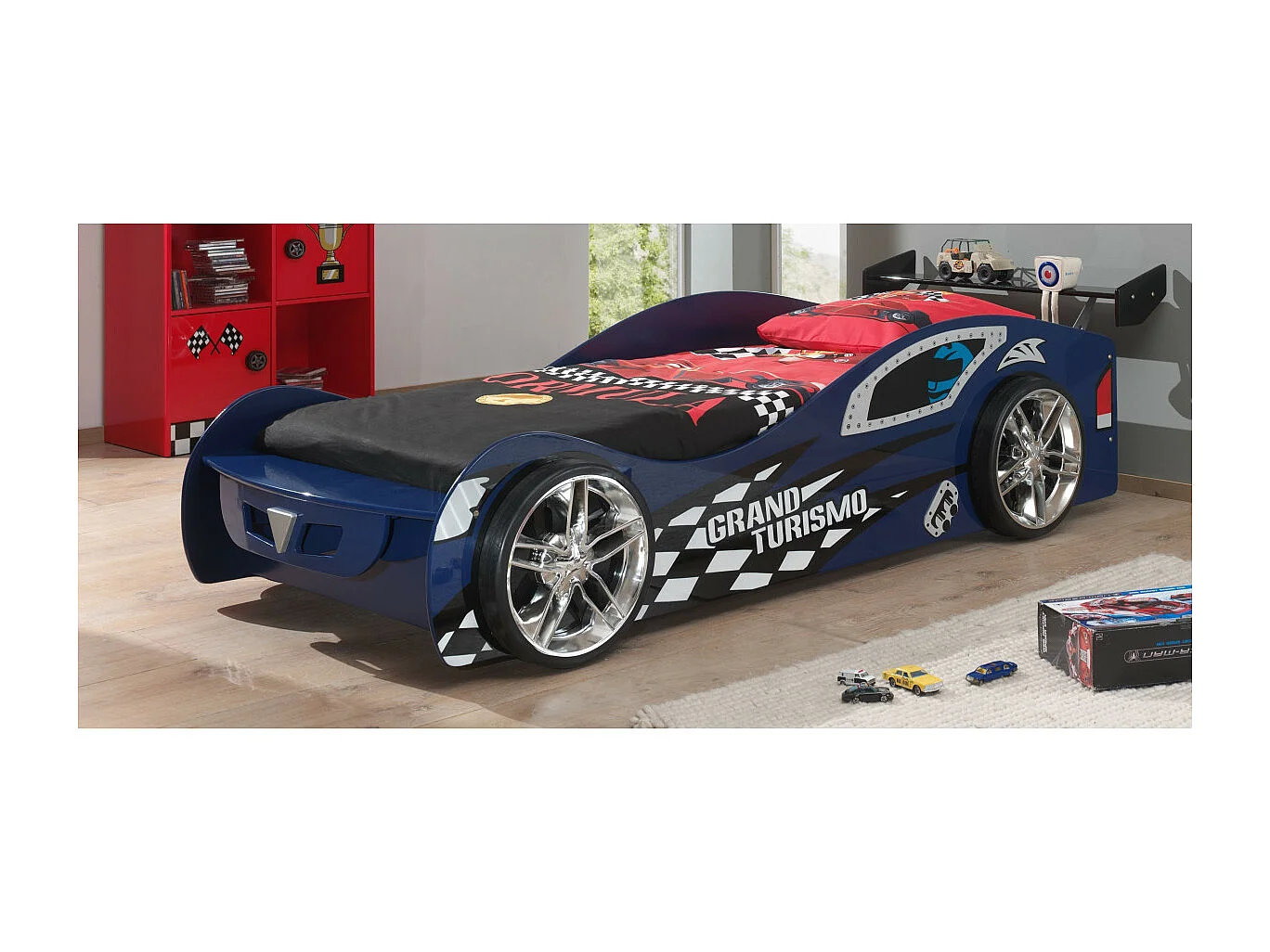 Pack - Lit Enfant & Matelas "Gran Turismo" 90x200cm Bleu