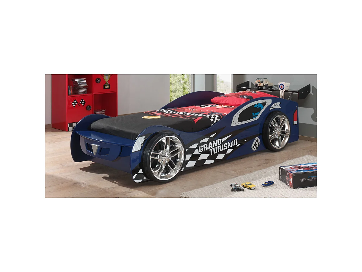 Pack - Lit Enfant & Matelas "Gran Turismo" 90x200cm Bleu