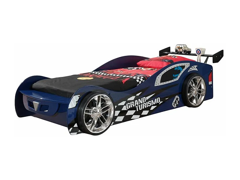 Pack - Lit Enfant & Matelas "Gran Turismo" 90x200cm Bleu