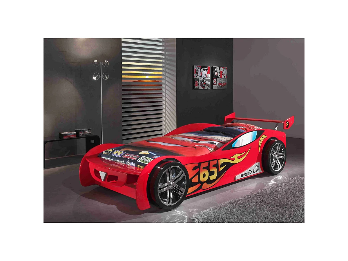 Pack - Lit Enfant & Matelas "LeMans" 90x200cm Rouge