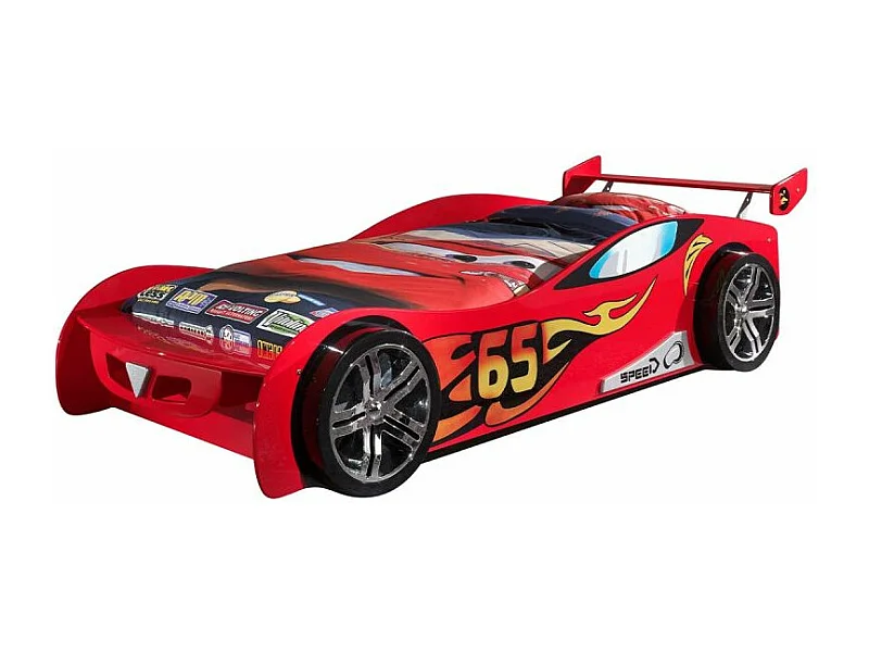 Pack - Lit Enfant & Matelas "LeMans" 90x200cm Rouge