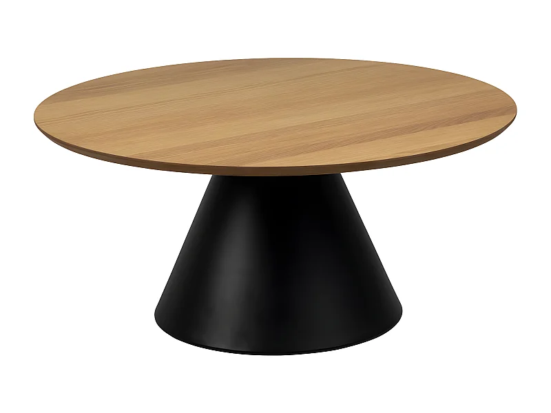 Parides - Table basse ronde en bois ø85cm - Bois clair et noir