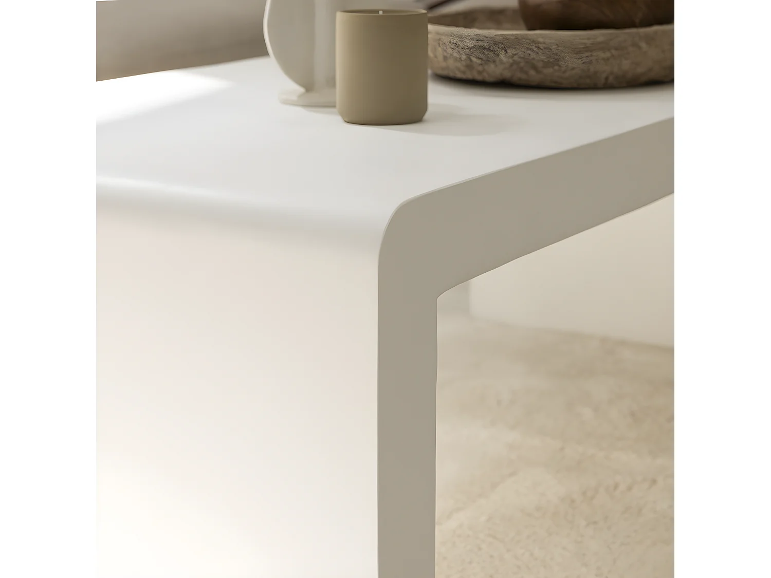 Tocoa - Table basse en fibre de ciment 120x55cm - Blanc