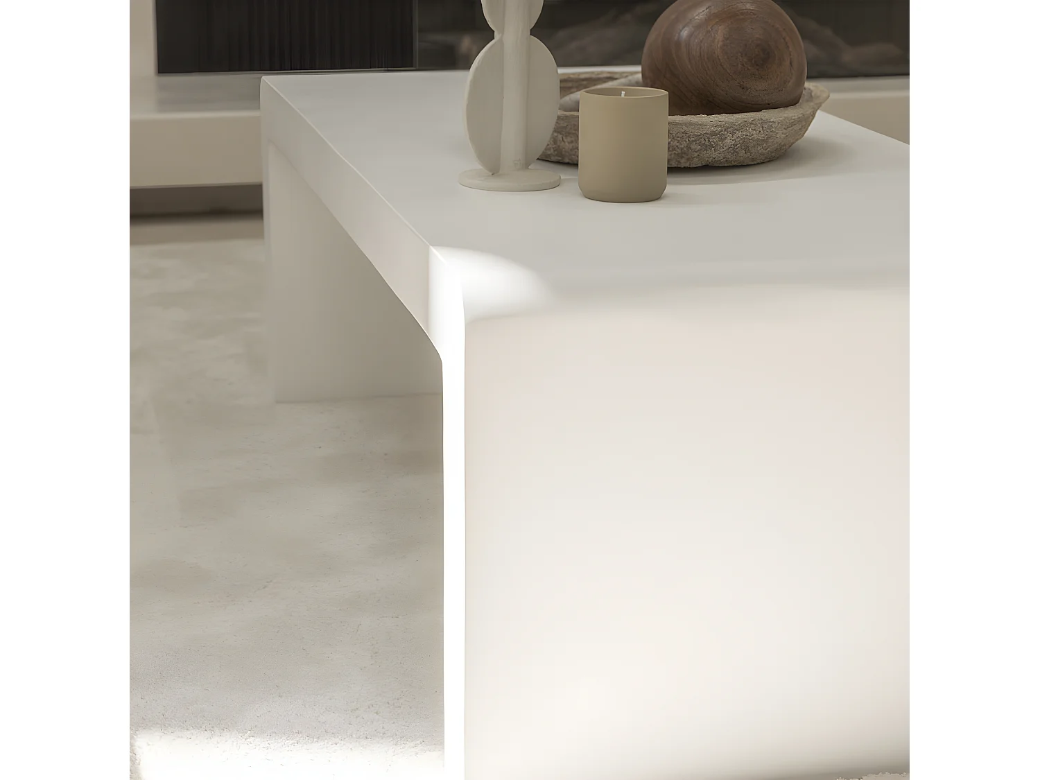 Tocoa - Table basse en fibre de ciment 120x55cm - Blanc