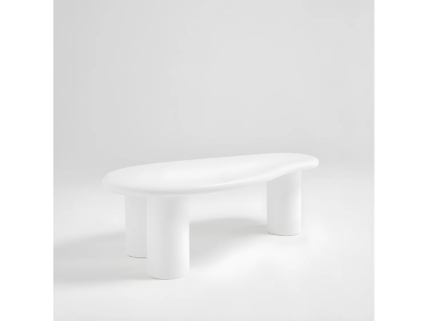 Luna - Table basse organique en fibre de ciment L120cm - Blanc