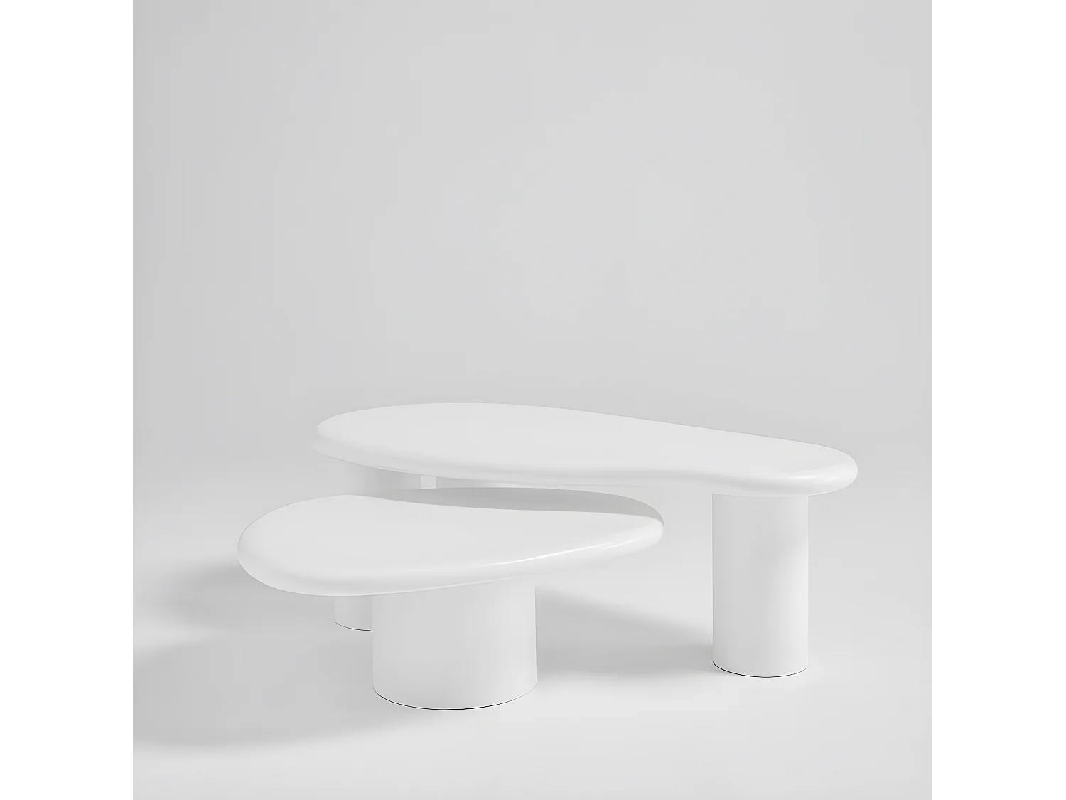 Luna - Table basse organique en fibre de ciment L120cm - Blanc
