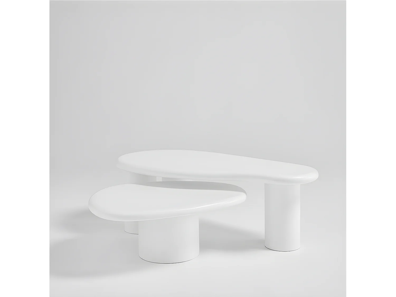 Luna - Table basse organique en fibre de ciment L80cm - Blanc