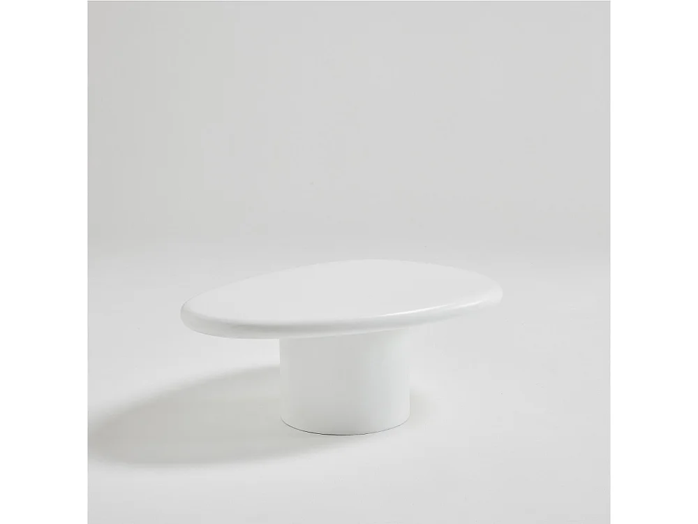 Luna - Table basse organique en fibre de ciment L80cm - Blanc