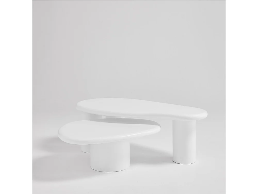 Luna - Table basse organique en fibre de ciment L80cm - Blanc