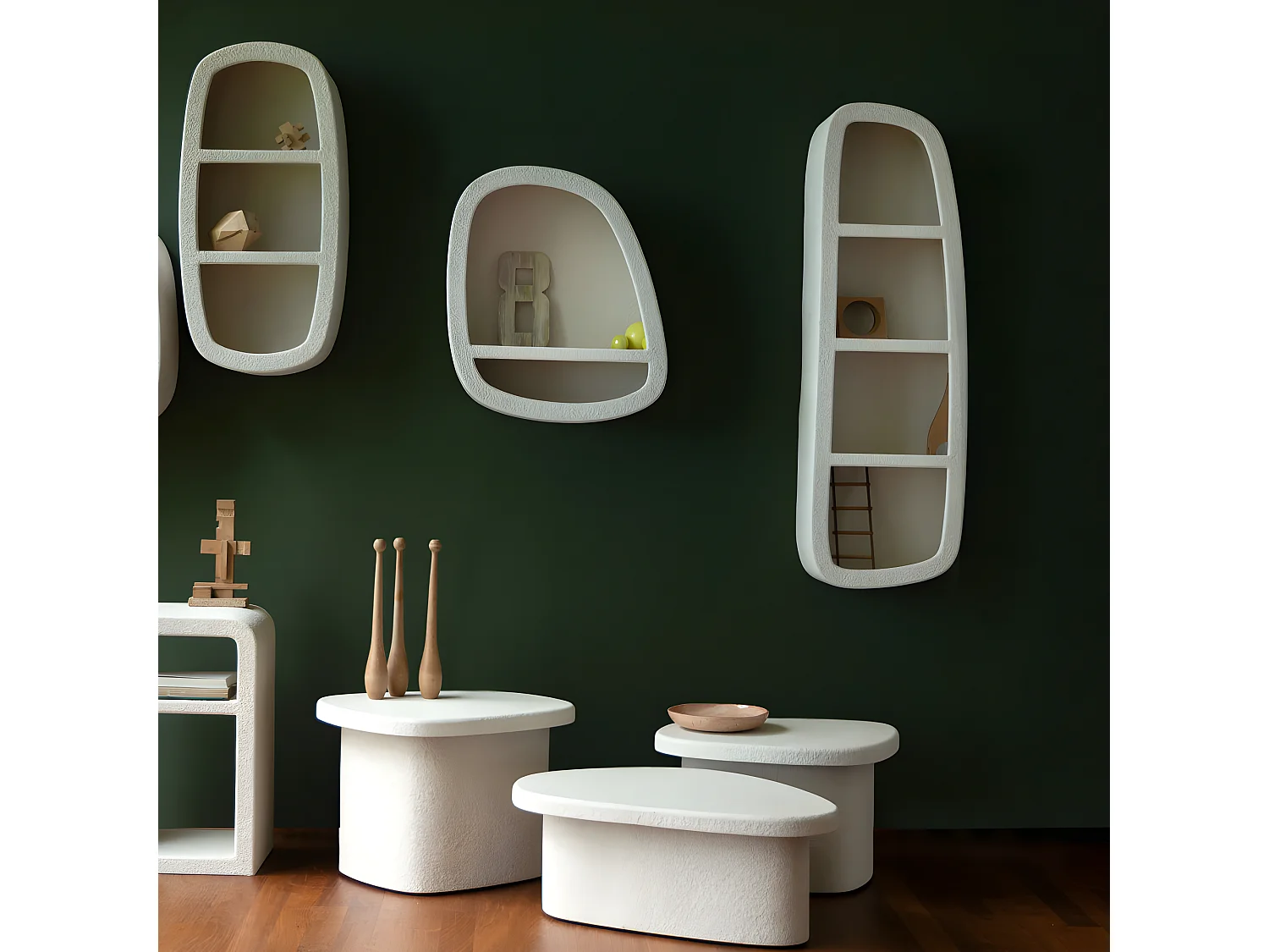 Veda - Table basse organique en marbre recyclé - Beige