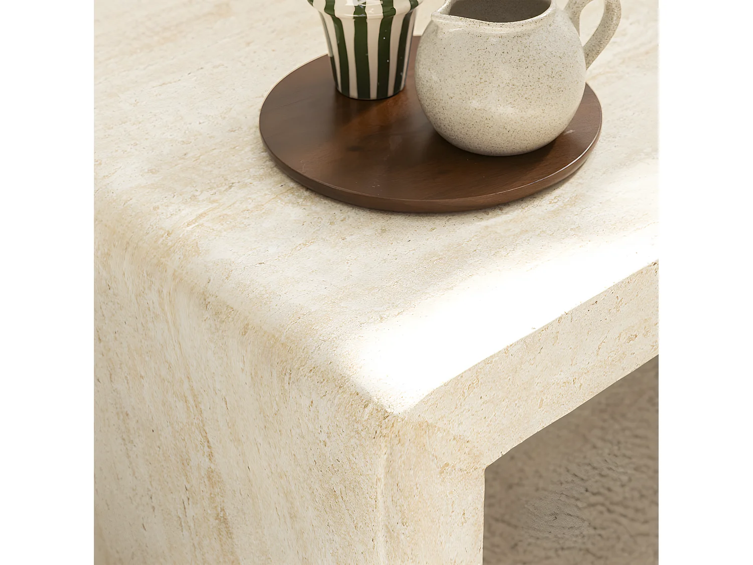 Tocoa - Table basse effet travertin 120x55cm - Beige