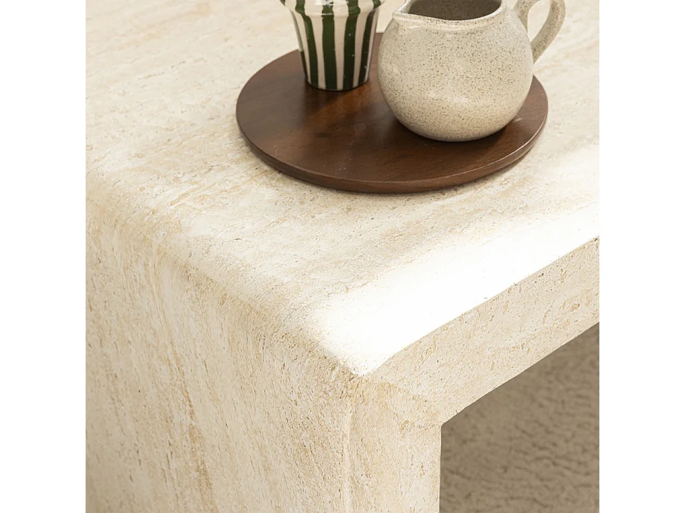 Tocoa - Table basse effet travertin 120x55cm - Beige