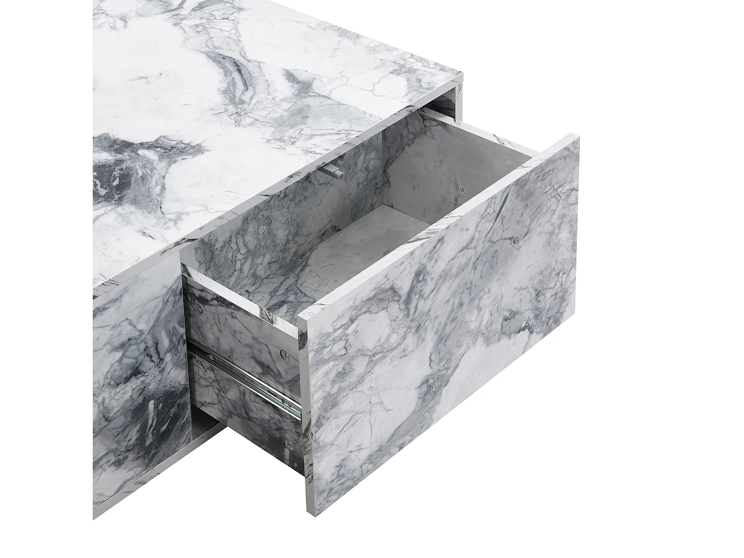 Lot de 2 tables basses - en MDF - à motif de marbre - Blanc