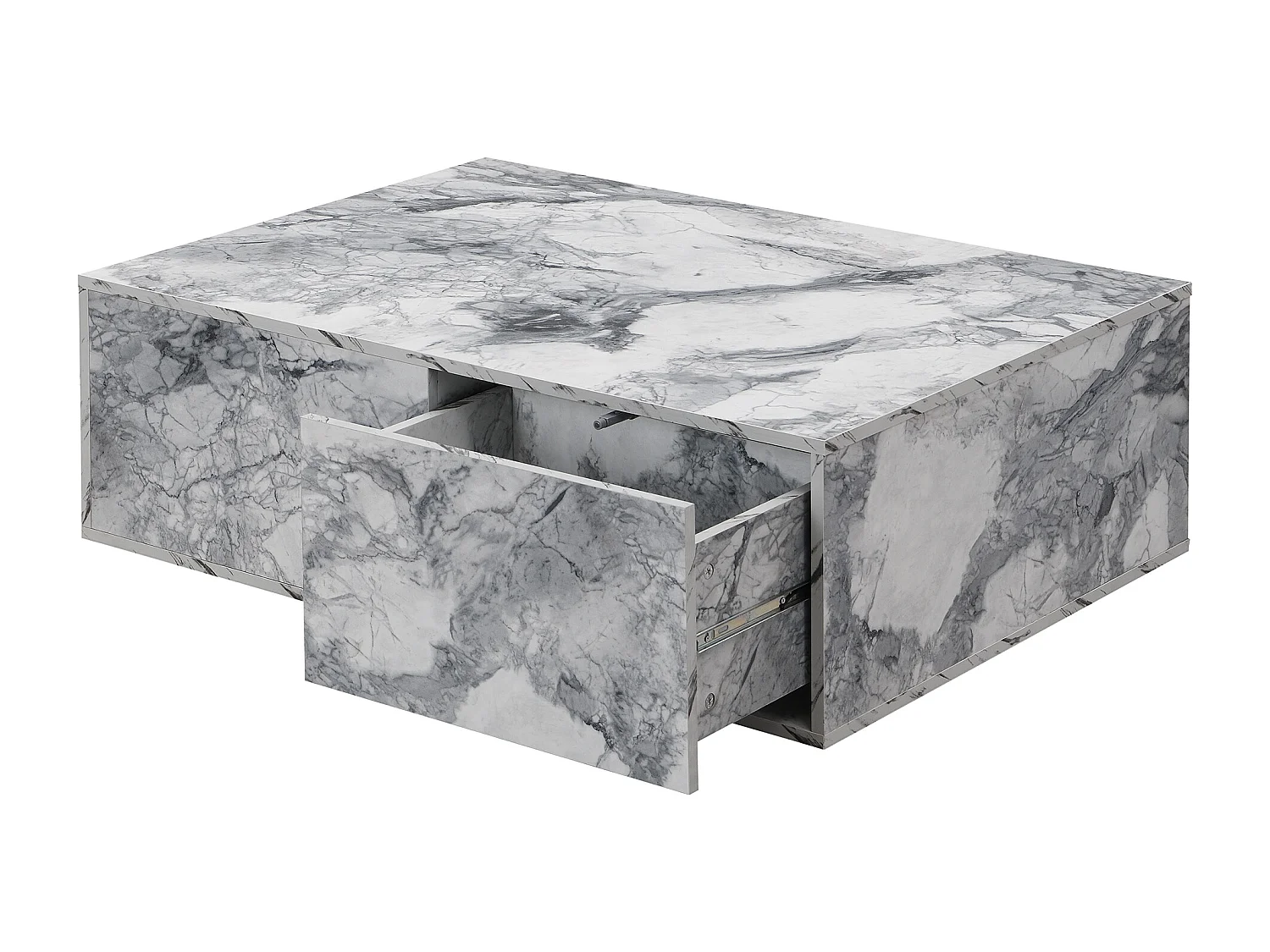 Lot de 2 tables basses - en MDF - à motif de marbre - Blanc