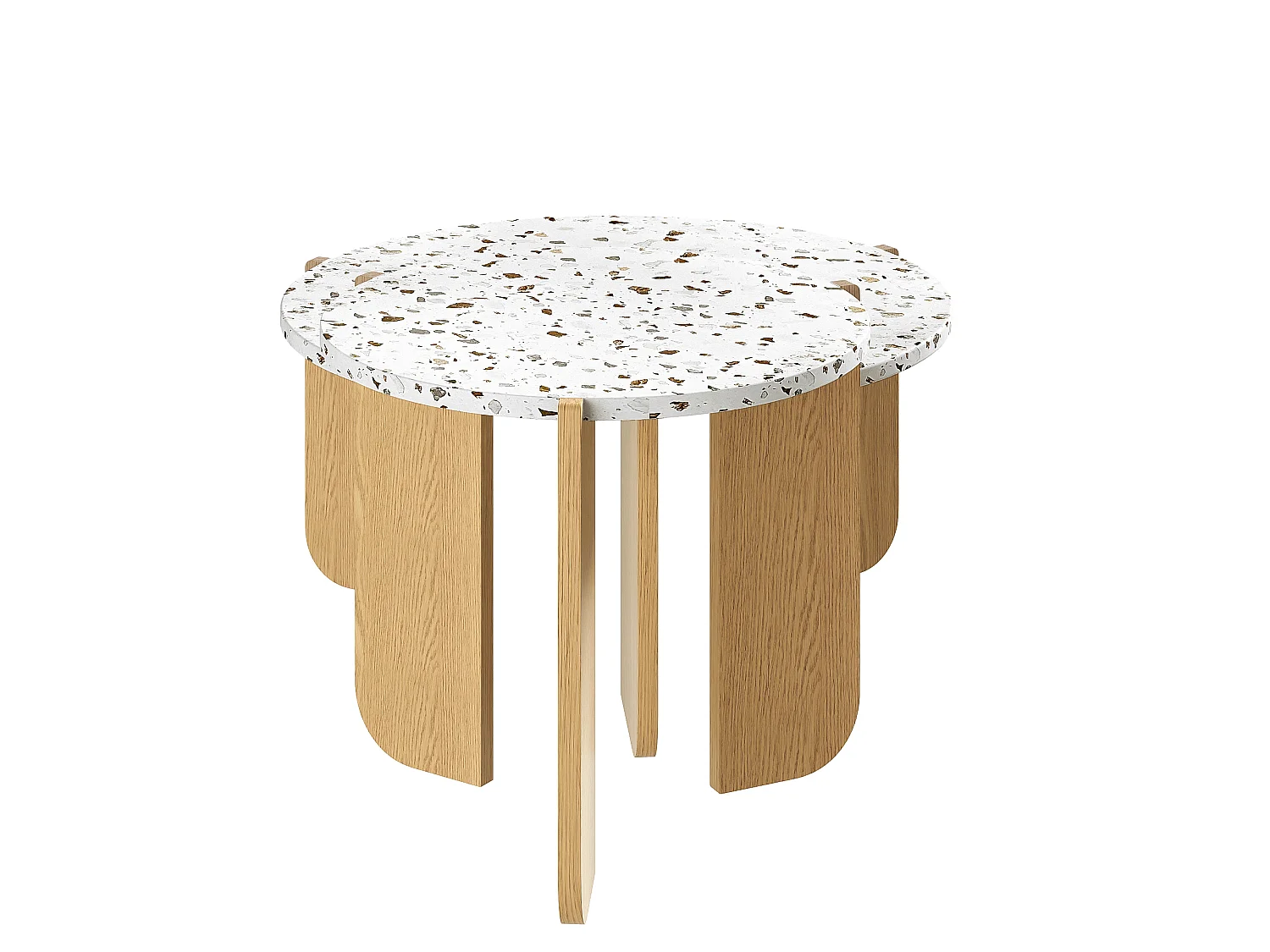 Lot de 2 tables gigognes - en MDF - texture mouchetée - Naturel