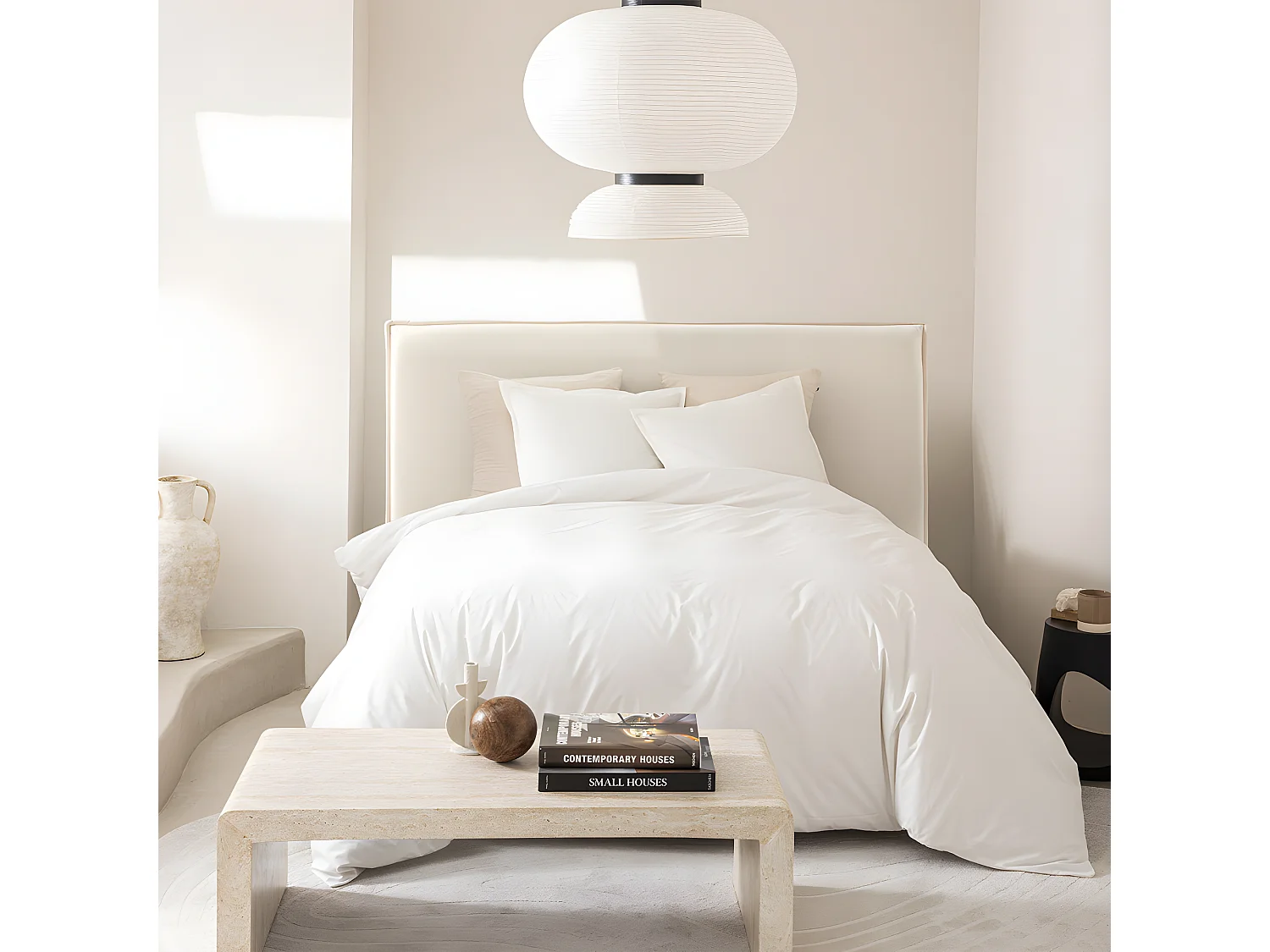 Macbeth - Tête de lit en tissu chenille L170 cm - Écru