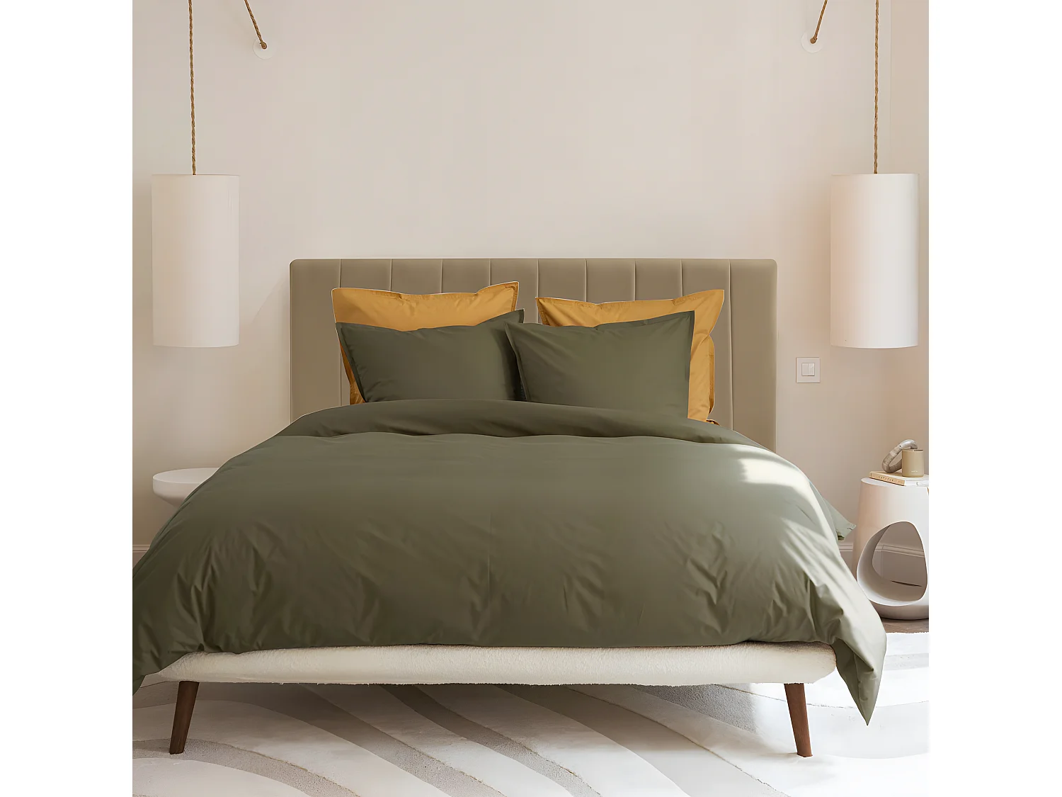 Porto - Tête de lit en tissu chenille L153 cm - Taupe