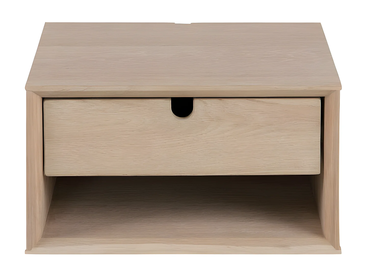 Trogon - Table de chevet murale 1 tiroir, 1 niche en bois - Bois blanchi