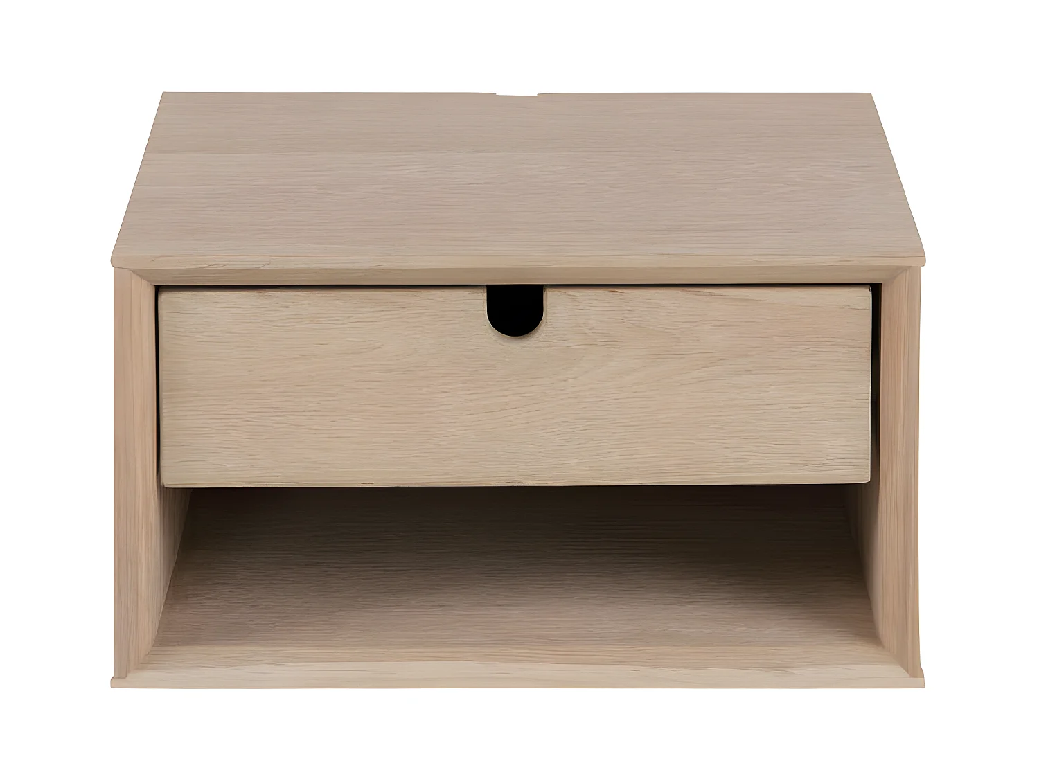 Trogon - Table de chevet murale 1 tiroir, 1 niche en bois - Bois blanchi